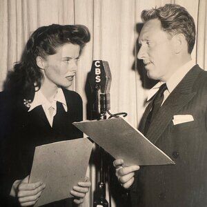 Vintage 1940s Katharine Hepburn & Spencer Tracy CBS Radio Show Photo 4x5 Inches